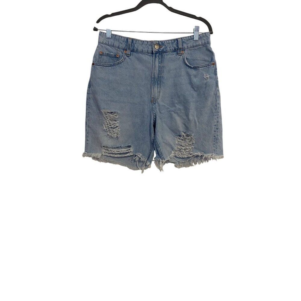 Divided H & M Women 10 Cutoff Shorts Blue Light Wash Denim Distressed Ripped